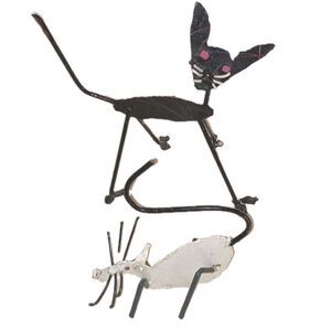 Vintage Metal Cat And Mouse One Of A Kind Handmade Painted Set Folk Art READ